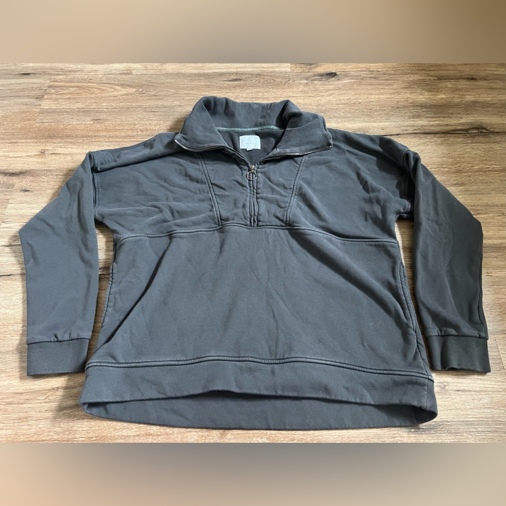Allfenix Women's XL Sweater Dark‎ Gray Charcoal Pullover Quarter Zip Sweatshirt